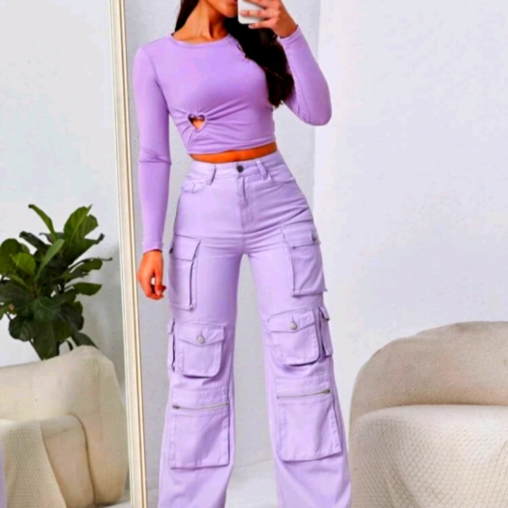 Purple cargo jeans